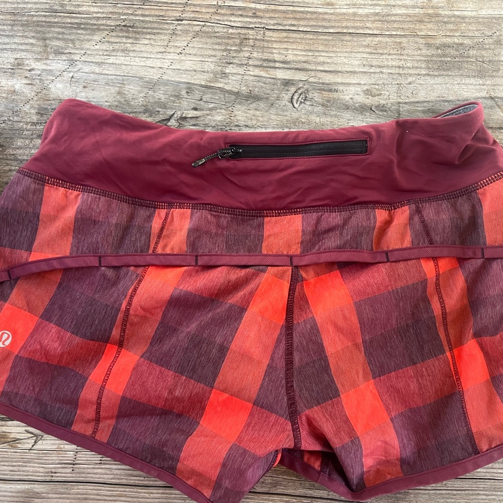 lululemon athletica Women's Red Plaid Shorts